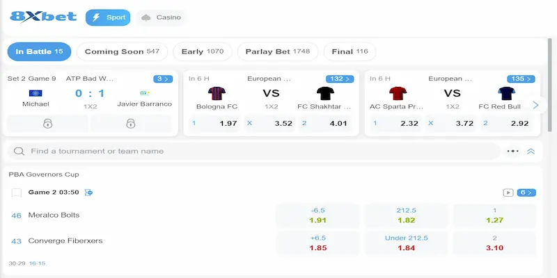Cá cược thể thao 8Xbet - Hướng dẫn tham gia thắng lớn 2 Giới thiệu sảnh game cá cược thể thao hấp dẫn